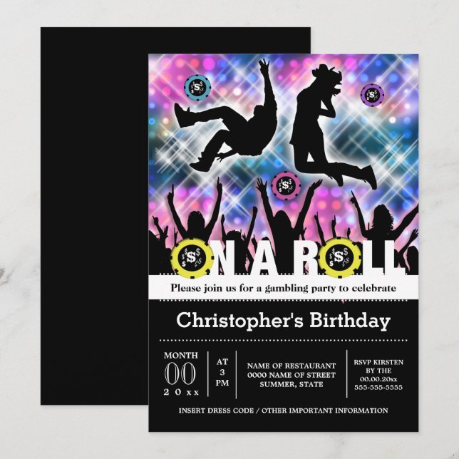 Convites Cena do clube de jogos em discoteca em Vegas (Frente/Verso)