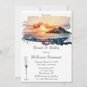 Convites Cena Náutica de Praia de Aquarelas Brunch e Bubble