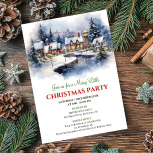 Convites Cena serena de Natal em aquarela, cidade festiva