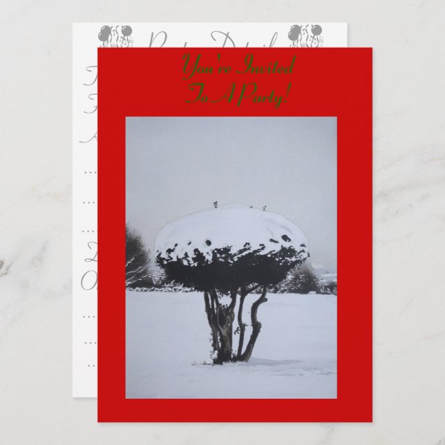 Convites cena única de neve de natal (Frente/Verso)