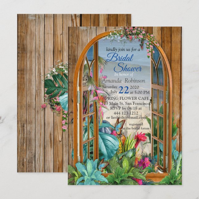 Convites Cenário da Janela do Paraíso da Flora Tropical (Frente/Verso)