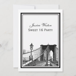 Convites Cenário de NYC Ponte de Brooklyn #2 Festa de Sweet