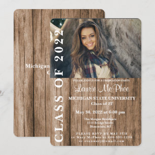 Convites Cerca de Madeira Foto Personalizada Graduado