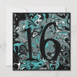 Convites Cerceta & aniversário do Grunge preto 16o