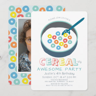 Convites Cereal-mente Incrível Menino do Cereal Azul Foto A