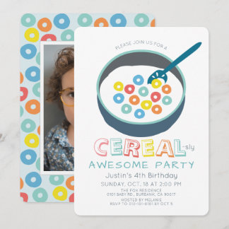 Convites Cereal-mente Incrível Menino do Cereal Azul Foto A