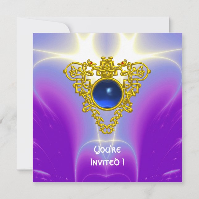 Convites CÉREBRO CELTICO, azul brilhante, violeta roxa (Frente)