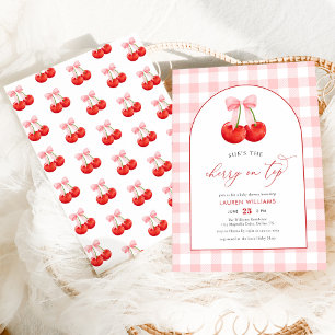 Convites Cereja de coquetel rosa penteada no top Baby Girl 