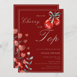 Convites Cereja Floral De Coração De Aquarelas No Chá de fr