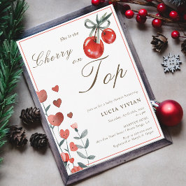 Convites Cereja Floral De Coração De Aquarelas No Chá de fr