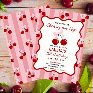 Convites Cereja No Topo Da Garota Rosa Arco De Coquette, An