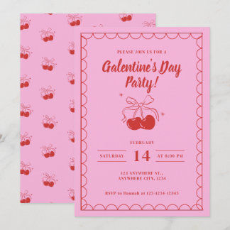 Convites Cereja no Topo Rosa Dia das Galentines