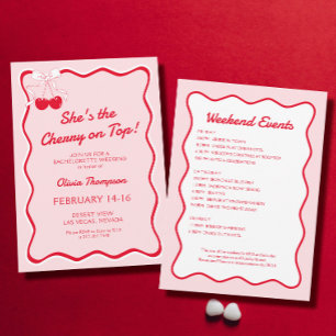 Convites Cereja Vermelhos, Onda, Rosa, Na Festa de solteira