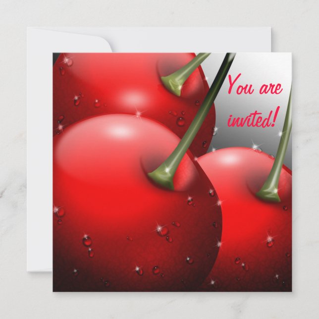 Convites Cerejas com gotas de areia (Frente)