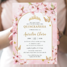 Convites Cerejeira Rosa Blossoms Quinceañera Floral 16