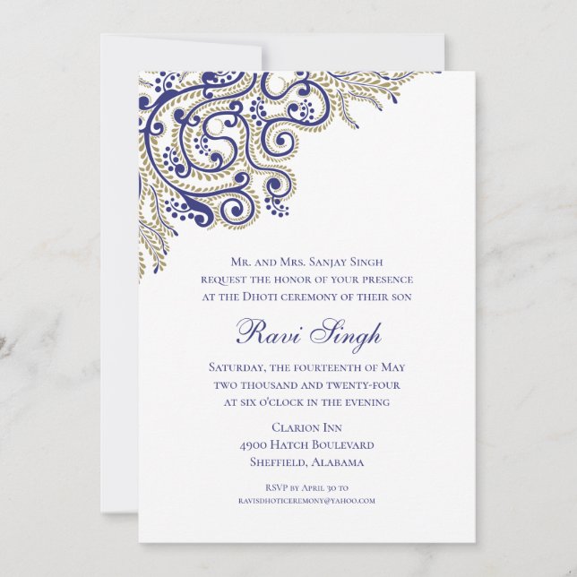 Convites Ceremonia de Dhoti (Frente)