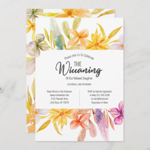 Convites Cerimônia Amarelo de Wiccaning Floral