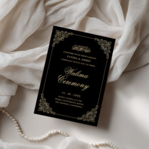 Convites Cerimônia Antiquada Walima Barroca Dourada em Scri