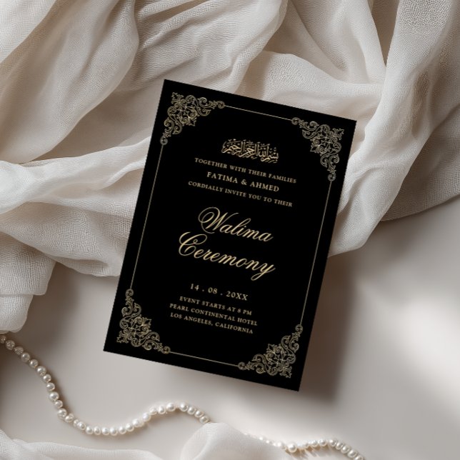 Convites Cerimônia Antiquada Walima Barroca Dourada em Scri (Criador carregado)