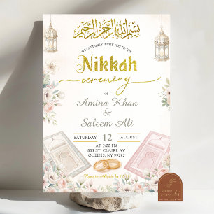 Convites Cerimônia Boho Beige Floral Ameen