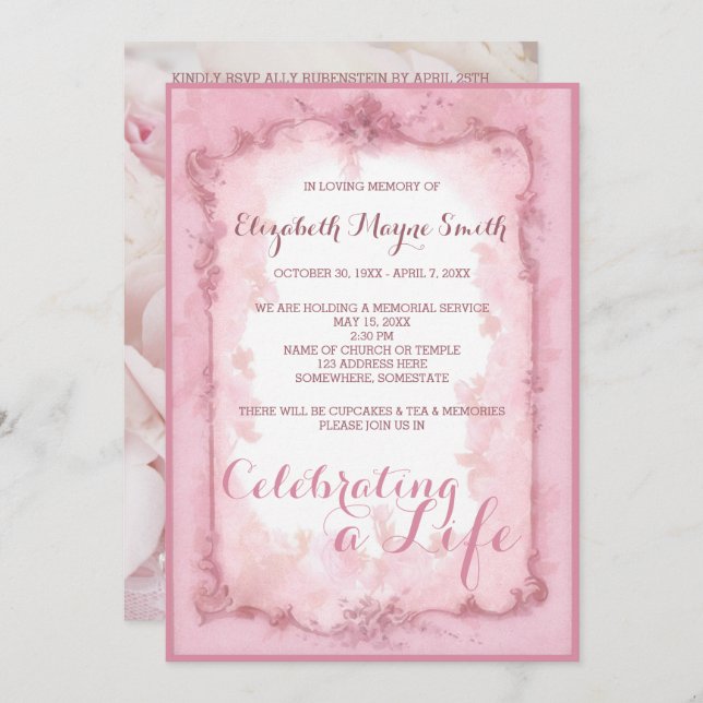 Convites Cerimonia comemorativa que comemora rosas de um (Frente/Verso)