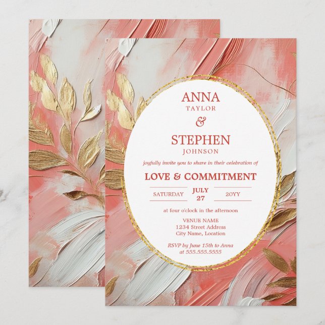 Convites Cerimônia Contemporânea de Compromisso de Elegânci (Frente/Verso)