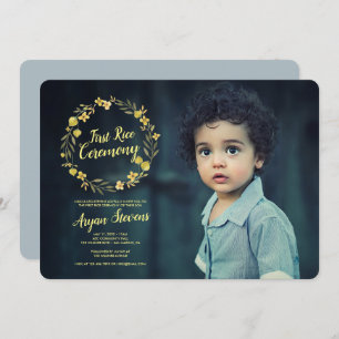 Convites Cerimônia de 1º arroz Wreath Amarela