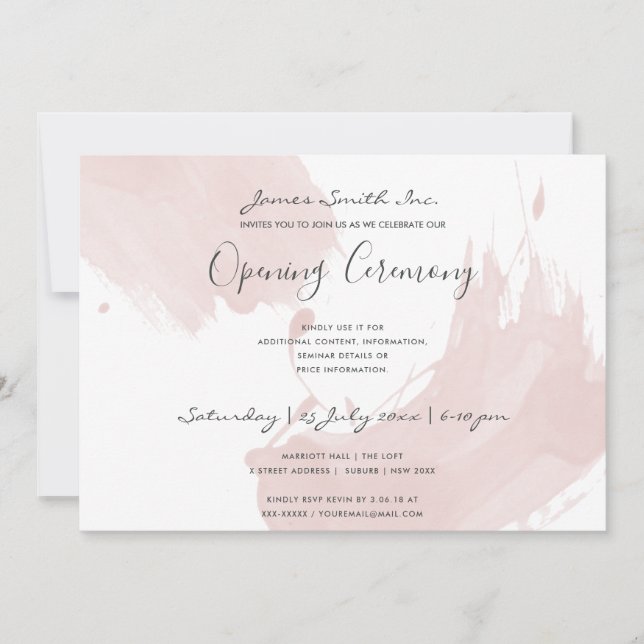 Convites CERIMÔNIA DE ABERTURA DE PINCELADA DE Aquarela ROS (Frente)
