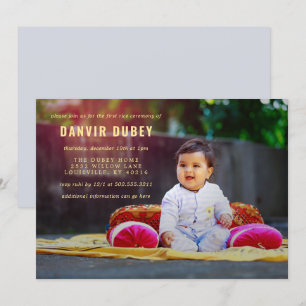 Convites Cerimônia de Annaprashan Primeira Foto de Arroz