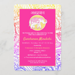 Convites Cerimônia de Annaprashana, Primeiro Arroz da Índia