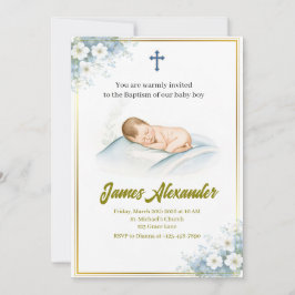 Convites Cerimônia de Batismo Personalizada Bebê Menino