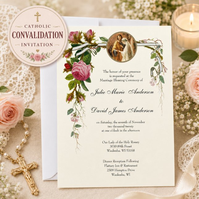 Convites Cerimônia de Bênção do Casamento Católico Convalid (Criador carregado)