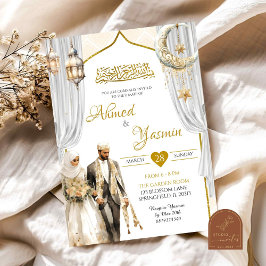 Convites Cerimônia de casamento Baraat muçulmana de ouro br