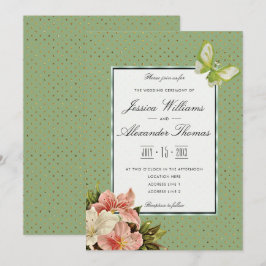 Convites Cerimônia de Casamento Chic Lilies & Gem Butterfly
