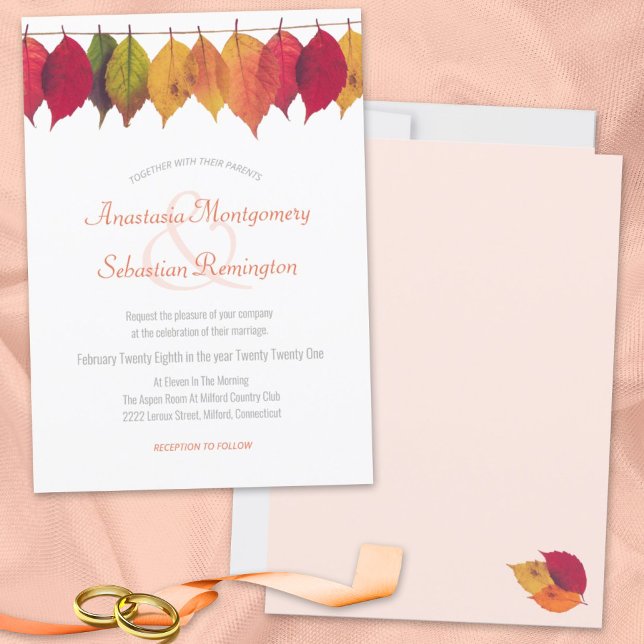 Convites Cerimônia de Casamento Colorida de Folha de Folha  (Criador carregado)