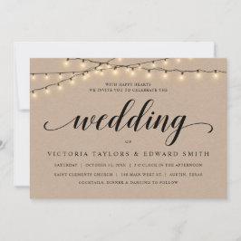 Convites Cerimônia de Casamento da Igreja, Luzes de Corda, 