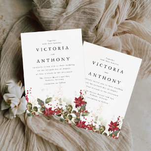 Convites Cerimônia de Casamento da Poinsettia Vermelha de N