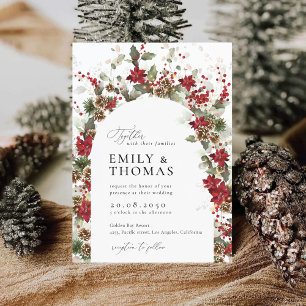 Convites Cerimônia de Casamento da Poinsettia Vermelha de N
