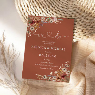 Convites Cerimônia de Casamento de Terracotta Tiny Wildflow