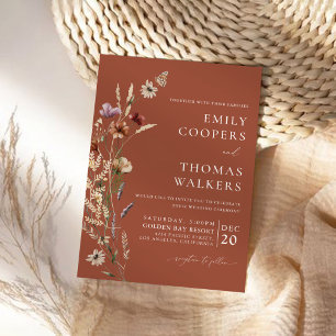 Convites Cerimônia de Casamento de Terracotta Tiny Wildflow