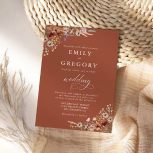 Convites Cerimônia de Casamento de Terracotta Tiny Wildflow