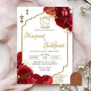 Convites Cerimônia de Casamento Floral de Rosas Vermelhas n