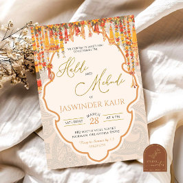 Convites Cerimônia de Casamento Haldi Mehndi Indian Sangeet