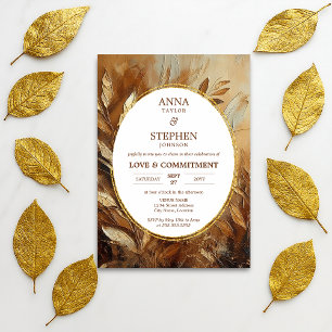 Convites Cerimônia de Compromisso de Elegância Dourada Cont