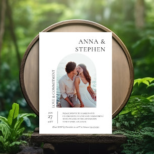 Convites Cerimônia de Compromisso de Foto de Elegância Simp