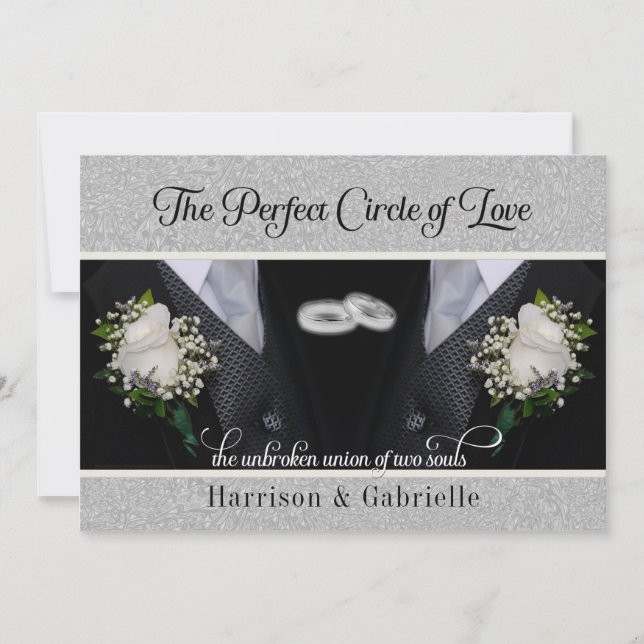 Convites Cerimônia de Compromisso de Tuxes de Dois Grupos (Frente)