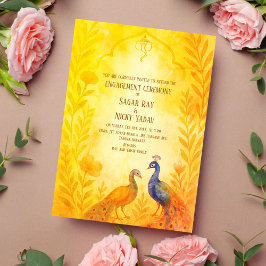 Convites Cerimônia de Engajamento Hindu Indiana Floral Pavã