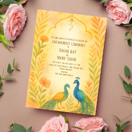 Convites Cerimônia de Engajamento Hindu Indiana Floral Pavã