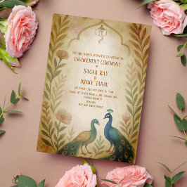Convites Cerimônia de Engajamento Hindu Indiana Floral Pavã