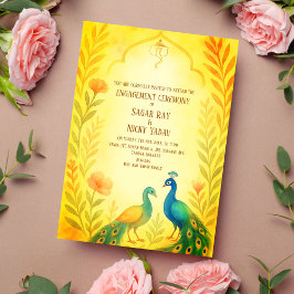 Convites Cerimônia de Engajamento Hindu Indiana Floral Pavã